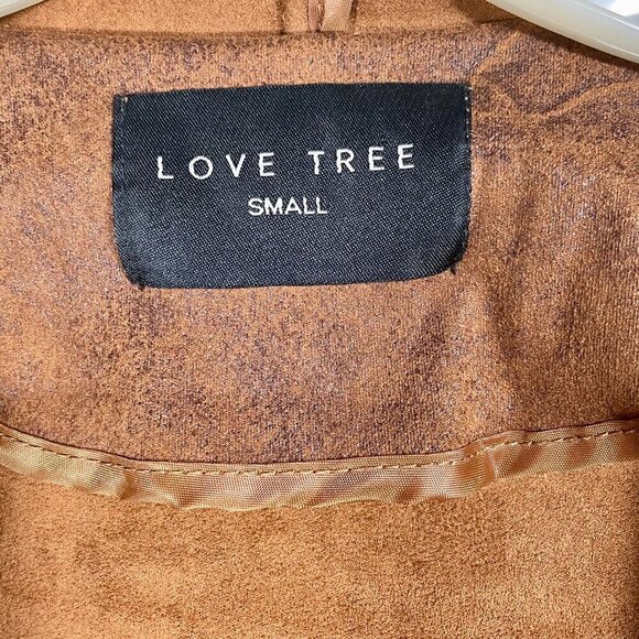 Love Tree Caramel Brown Vegan Faux Leather Moto Jacket • Size S • Rocker Biker - Picture 7 of 13